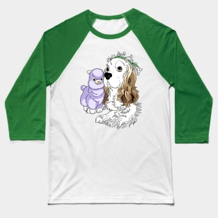 Shy dog with her plushie alpaca Baseball T-Shirt